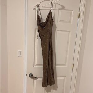 Zara Brown Backless Spaghetti Strap Dress